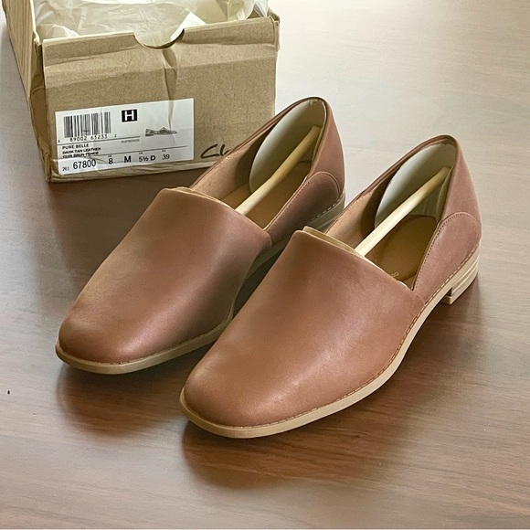 Clarks Pure Belle Slip On Leather Shoes 8M NIOB - Picture 3 of 13